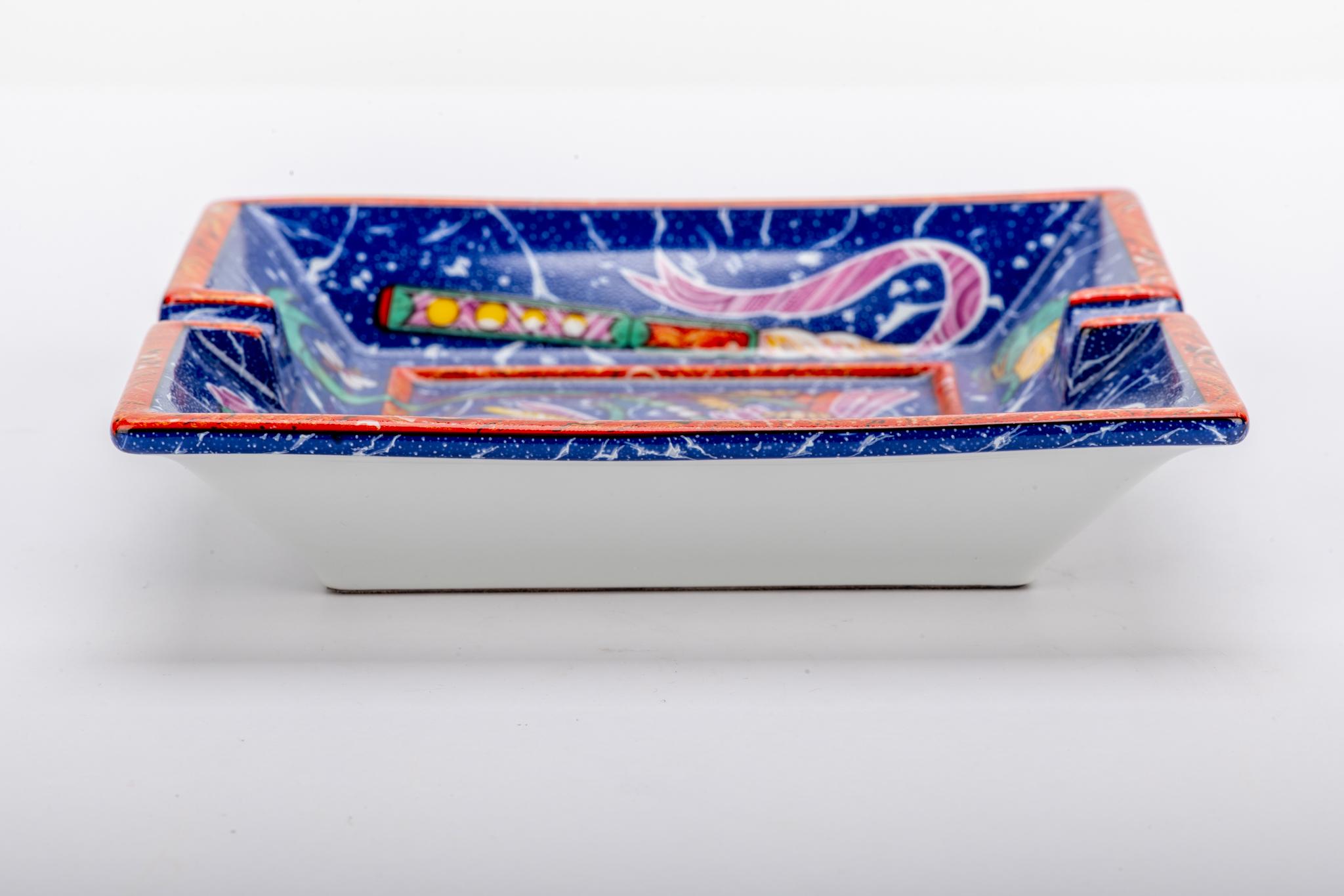 Women's or Men's Hermès Porcelain Peacock Ashtray in Box