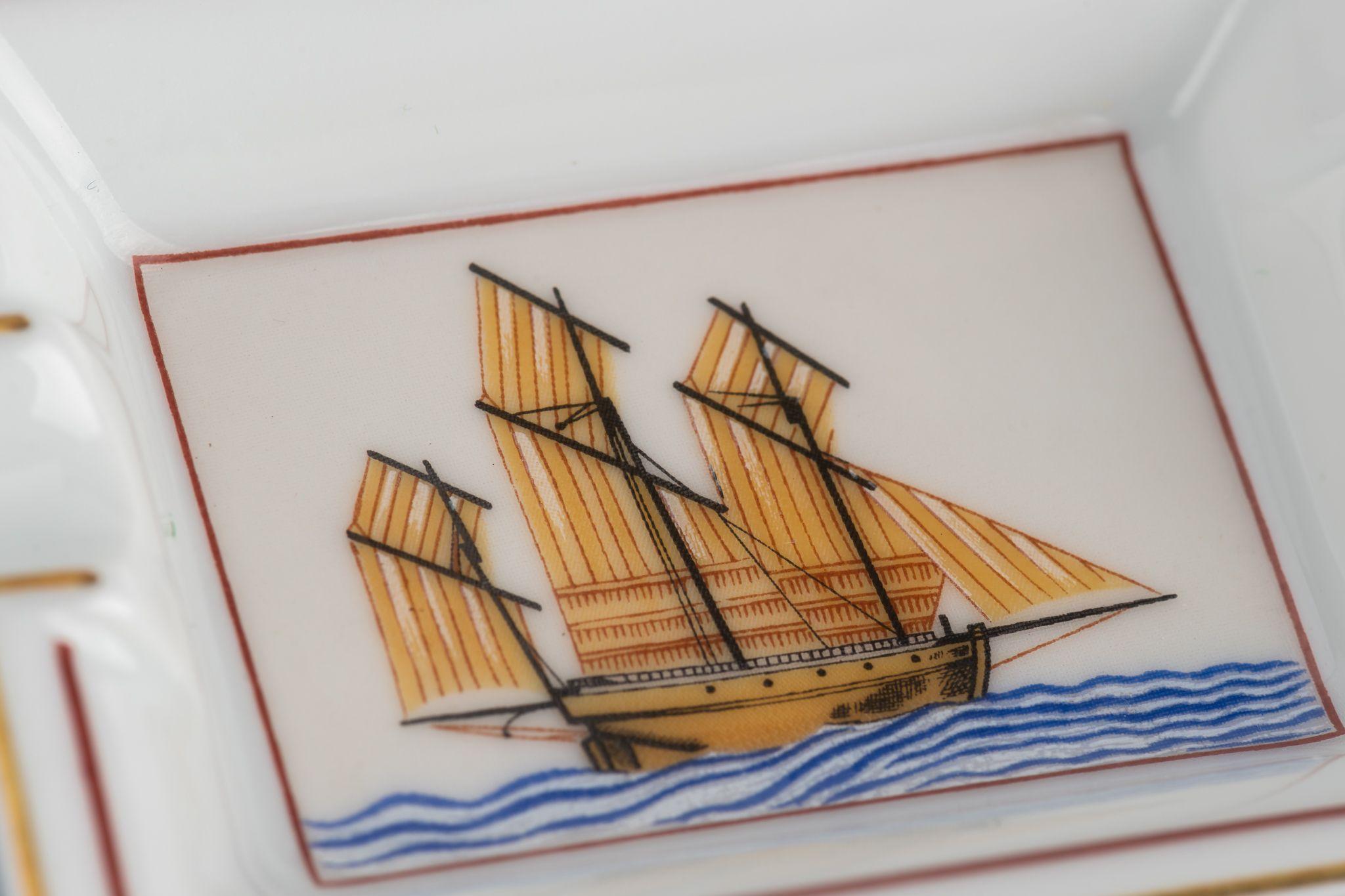 Hermès Porcelain Sailing Mini Ashtray Set For Sale 1