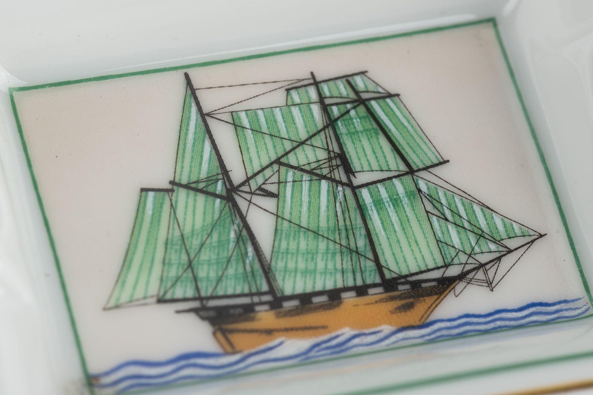 Hermès Porcelain Sailing Mini Ashtray Set For Sale 2