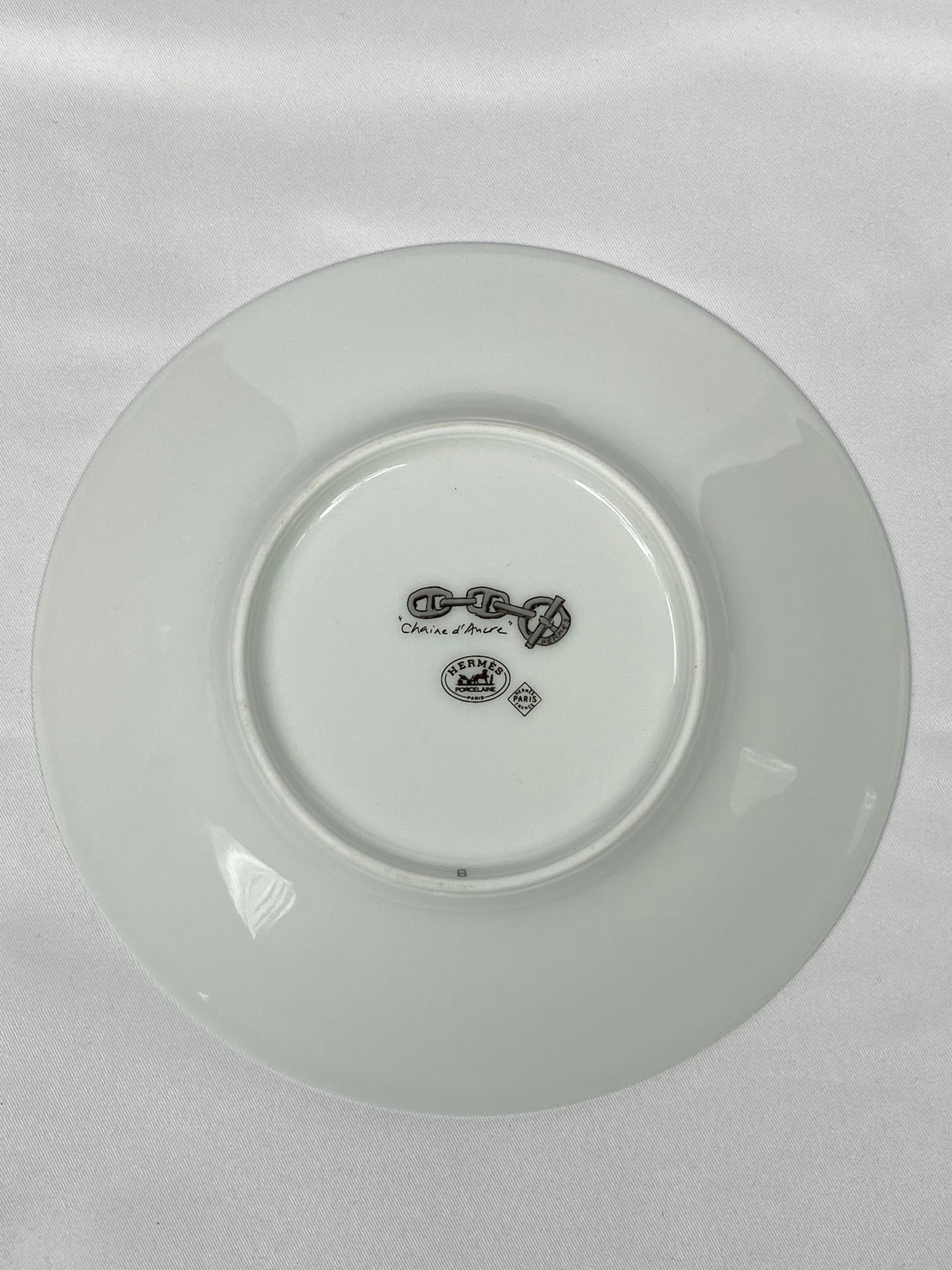 HERMES Porcelain Tea and Dessert Setting Chaine D'Ancre in Grey Set of 6 6