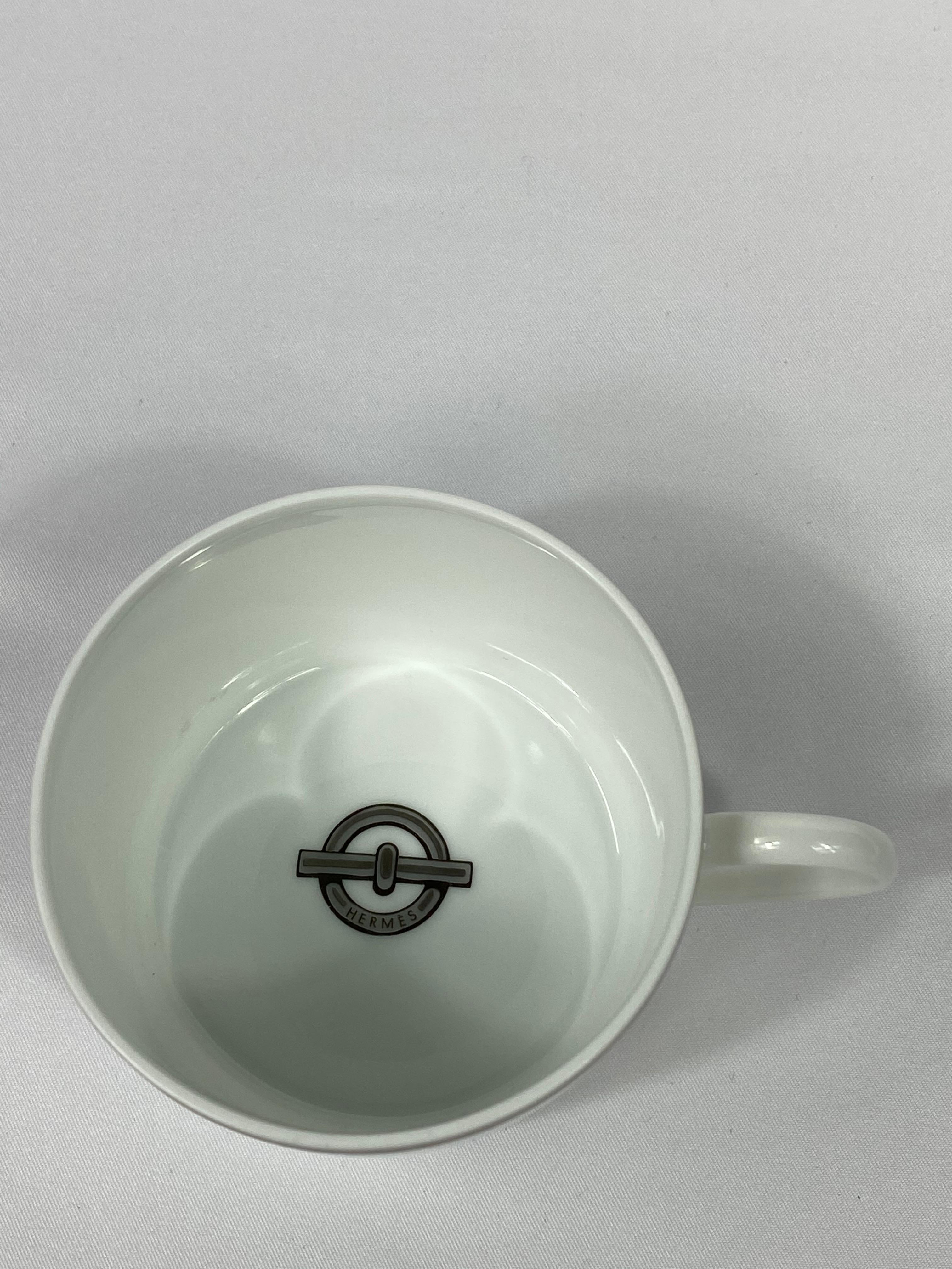 HERMES Porcelain Tea and Dessert Setting Chaine D'Ancre in Grey Set of 6 9