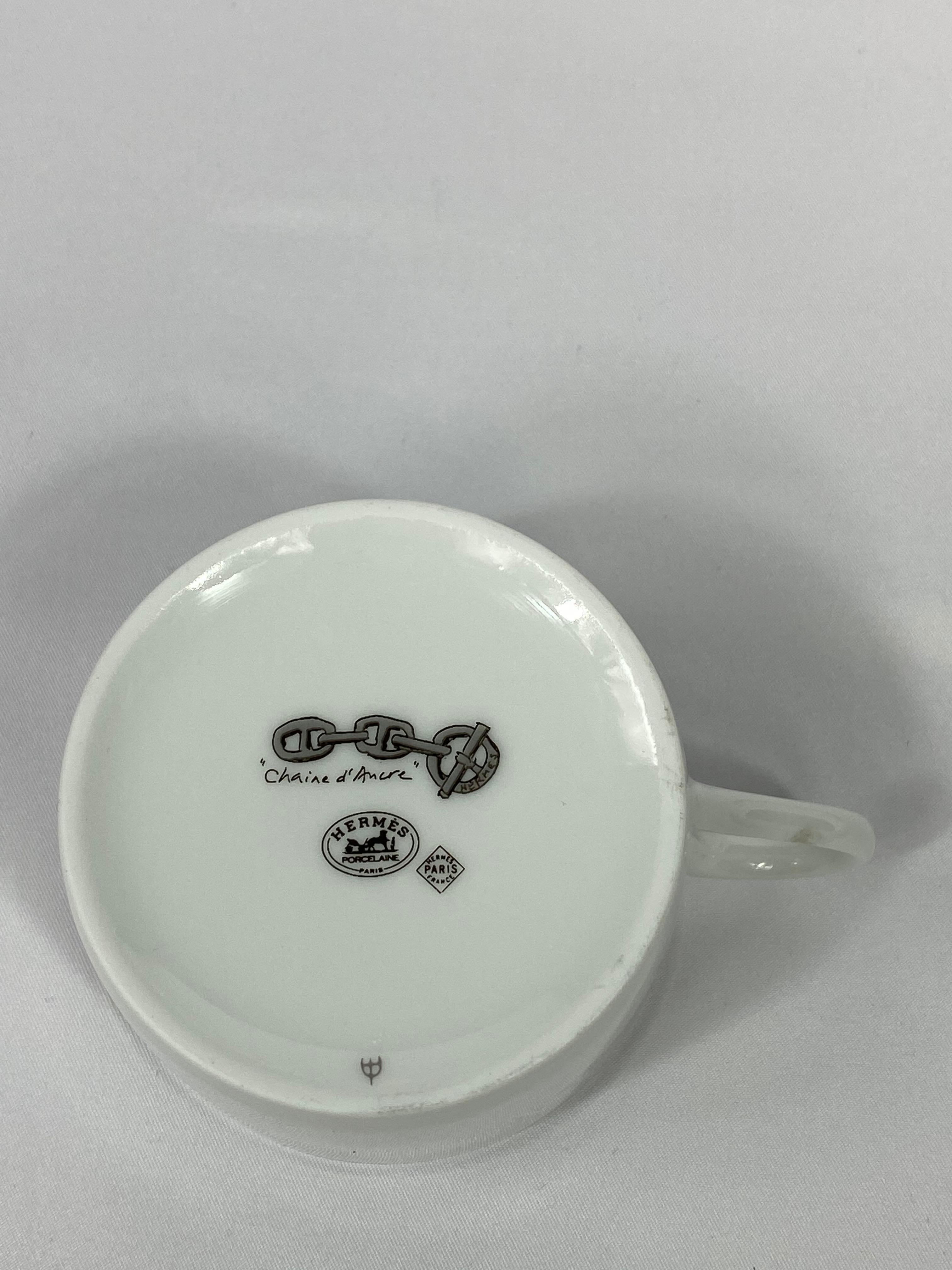 HERMES Porcelain Tea and Dessert Setting Chaine D'Ancre in Grey Set of 6 10