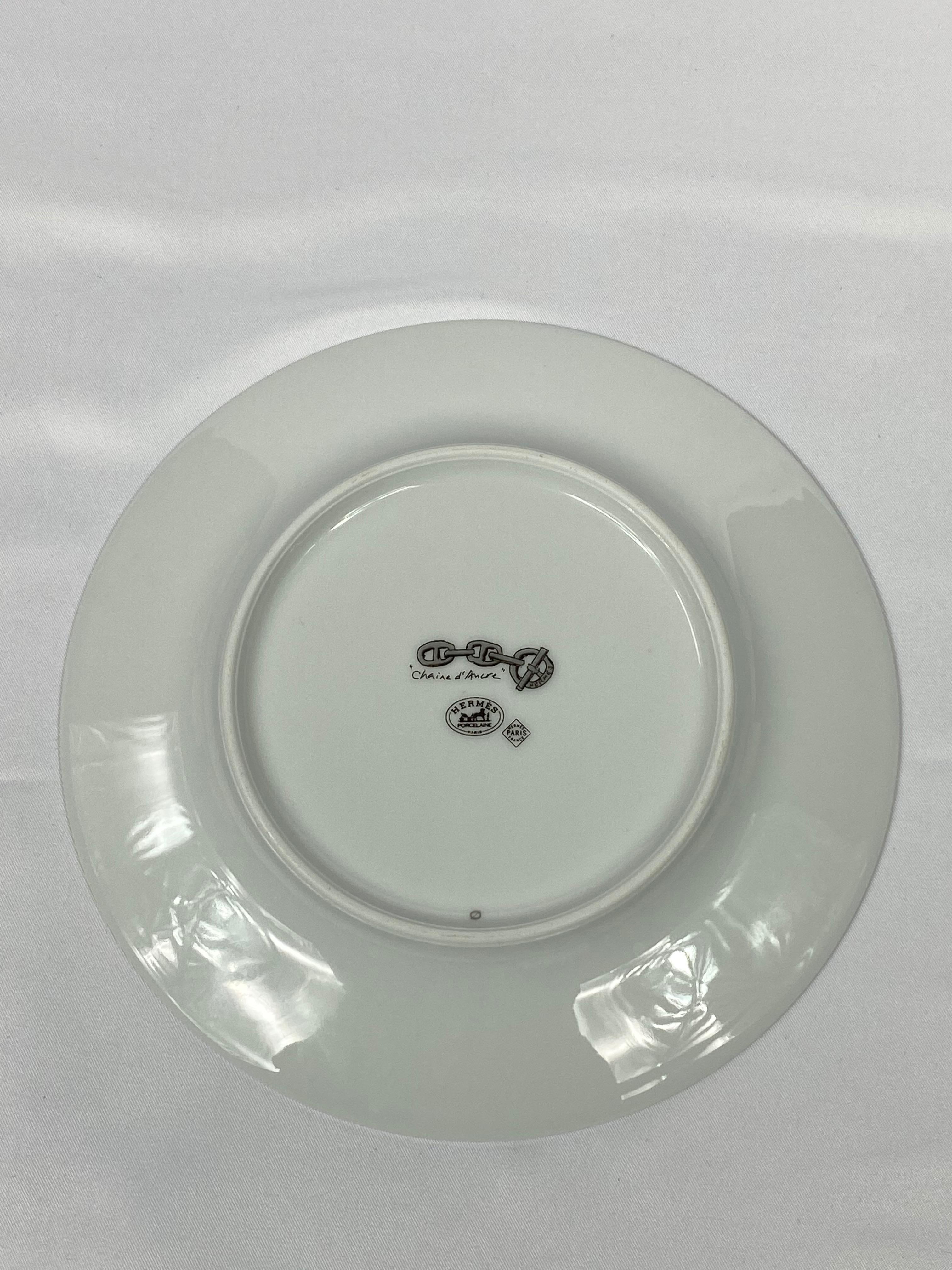 HERMES Porcelain Tea and Dessert Setting Chaine D'Ancre in Grey Set of 6 3