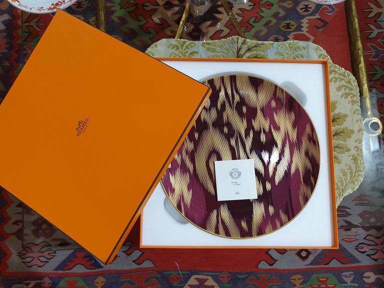 Plat Hermès 'Voyage En Ikat' - Vert - Porcelaine - Neuf Sous Emballage