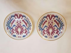 Hermès Porcelain "Voyage En Ikat" Sapphire Dessert Plate for Two, France