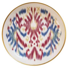 Hermès Porcelain "Voyage En Ikat" Sapphire Dessert Plate for Two, France