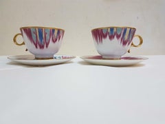 Hermès Porcelain "Voyage En Ikat"  Tea Cups Set for Two, France