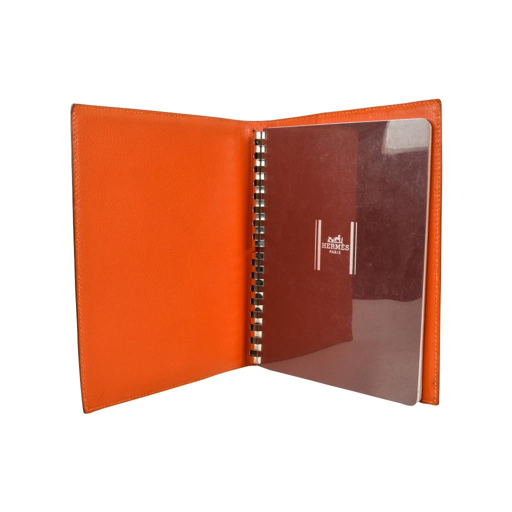 Hermes Porosus Crocodile Globetrotter Agenda Orange Feu In Excellent Condition For Sale In Miami, FL
