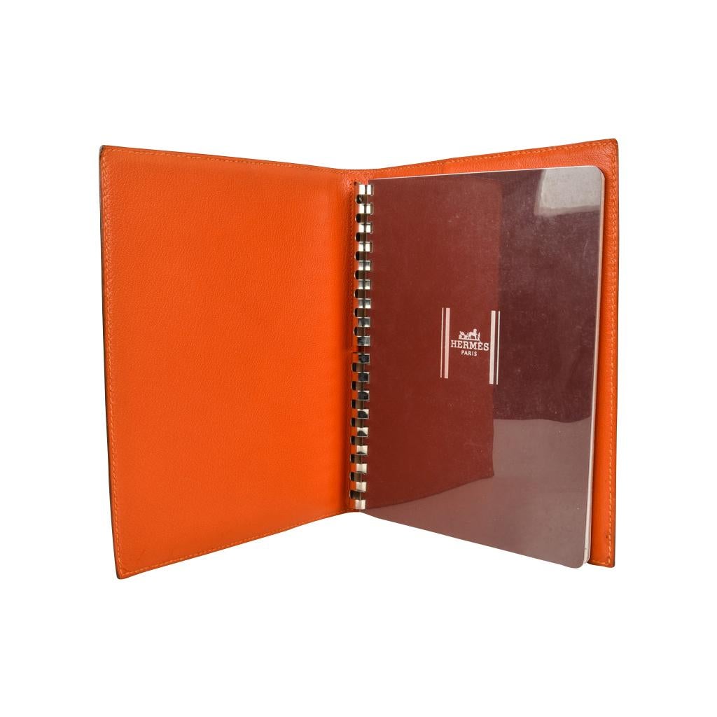 Hermes Porosus Crocodile Globetrotter Agenda Orange Feu  In Excellent Condition For Sale In Miami, FL