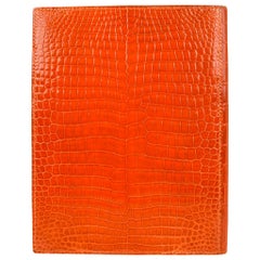 Hermes Porosus Crocodile Globetrotter Agenda Orange Feu