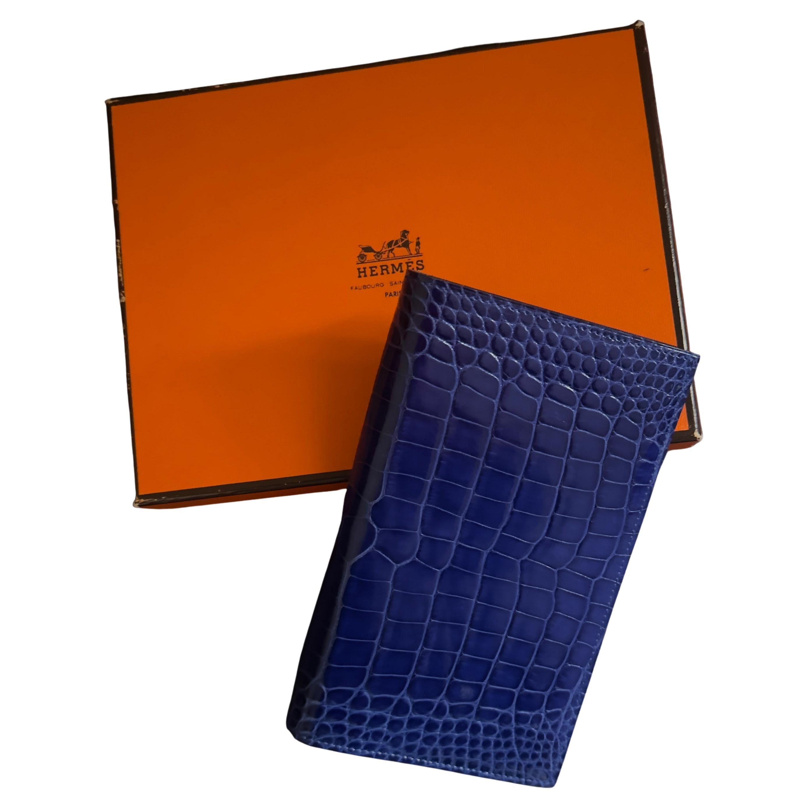 Hermès Alligator Agenda Holder Bleu Saphir, New with Box - Rare