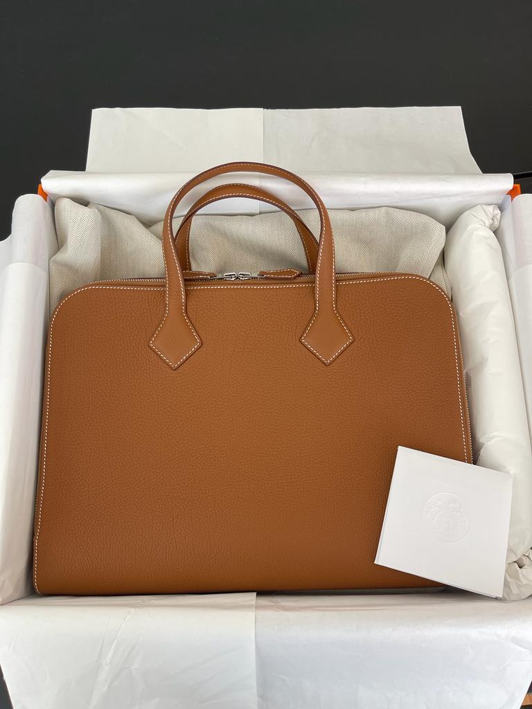 Hermes Gold Evercolor Leather Citynews Briefcase Hermes | The Luxury Closet