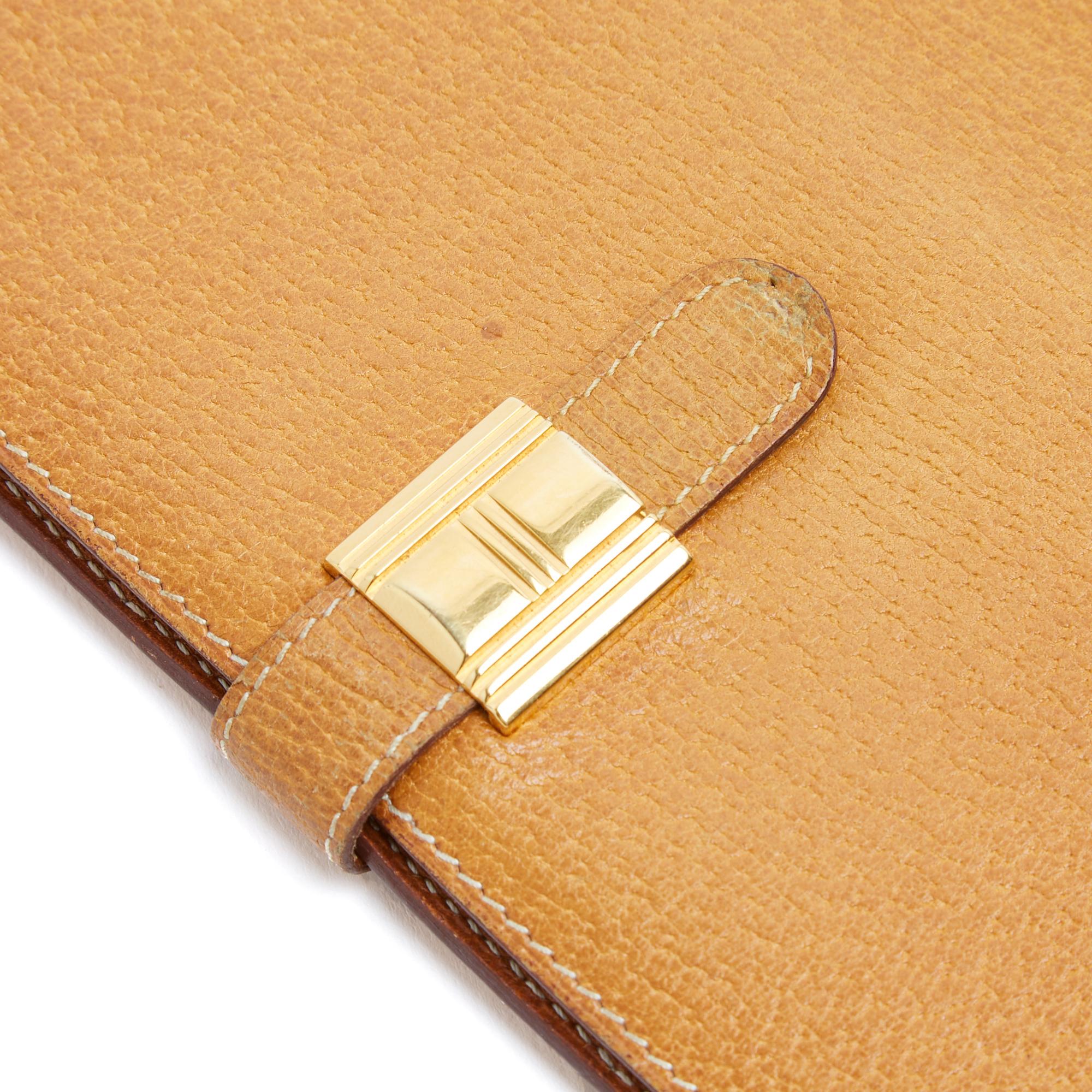 Women's or Men's Hermès Portefeuille Cadenas Kelly 1995s Natural Leather Bearn Wallet Hermes For Sale