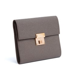 Hermès Portefeuille Cartes Clic Mini Etoupe Leather Wallet Card Holder Hermes