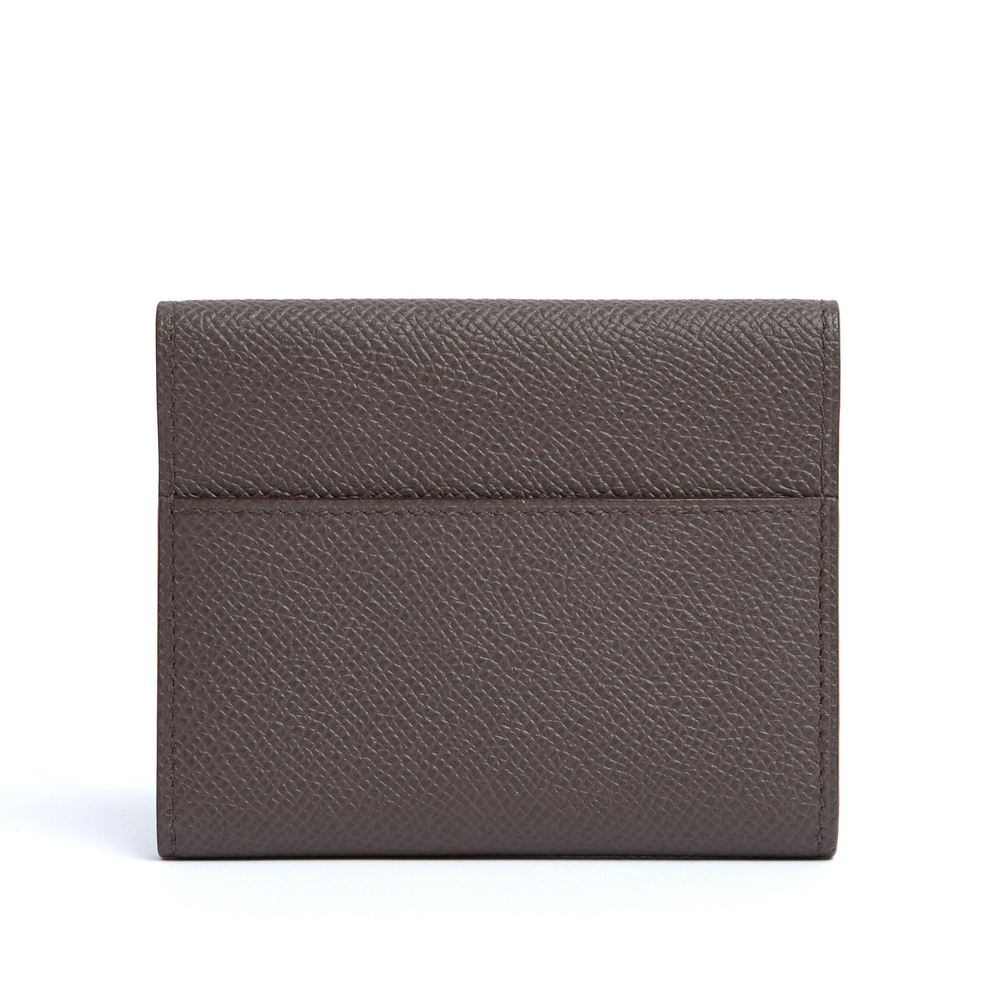 Gray Hermès Portefeuille Cartes Clic Mini Etoupe Leather Wallet Card Holder Hermes For Sale