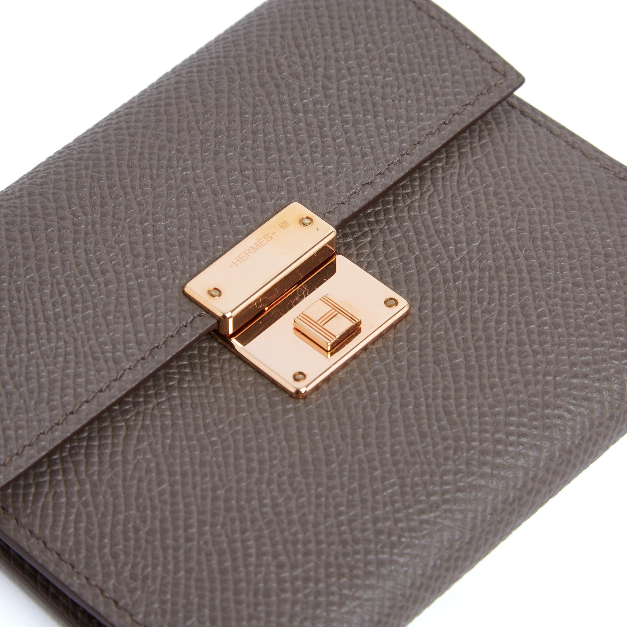 Women's or Men's Hermès Portefeuille Cartes Clic Mini Etoupe Leather Wallet Card Holder Hermes For Sale