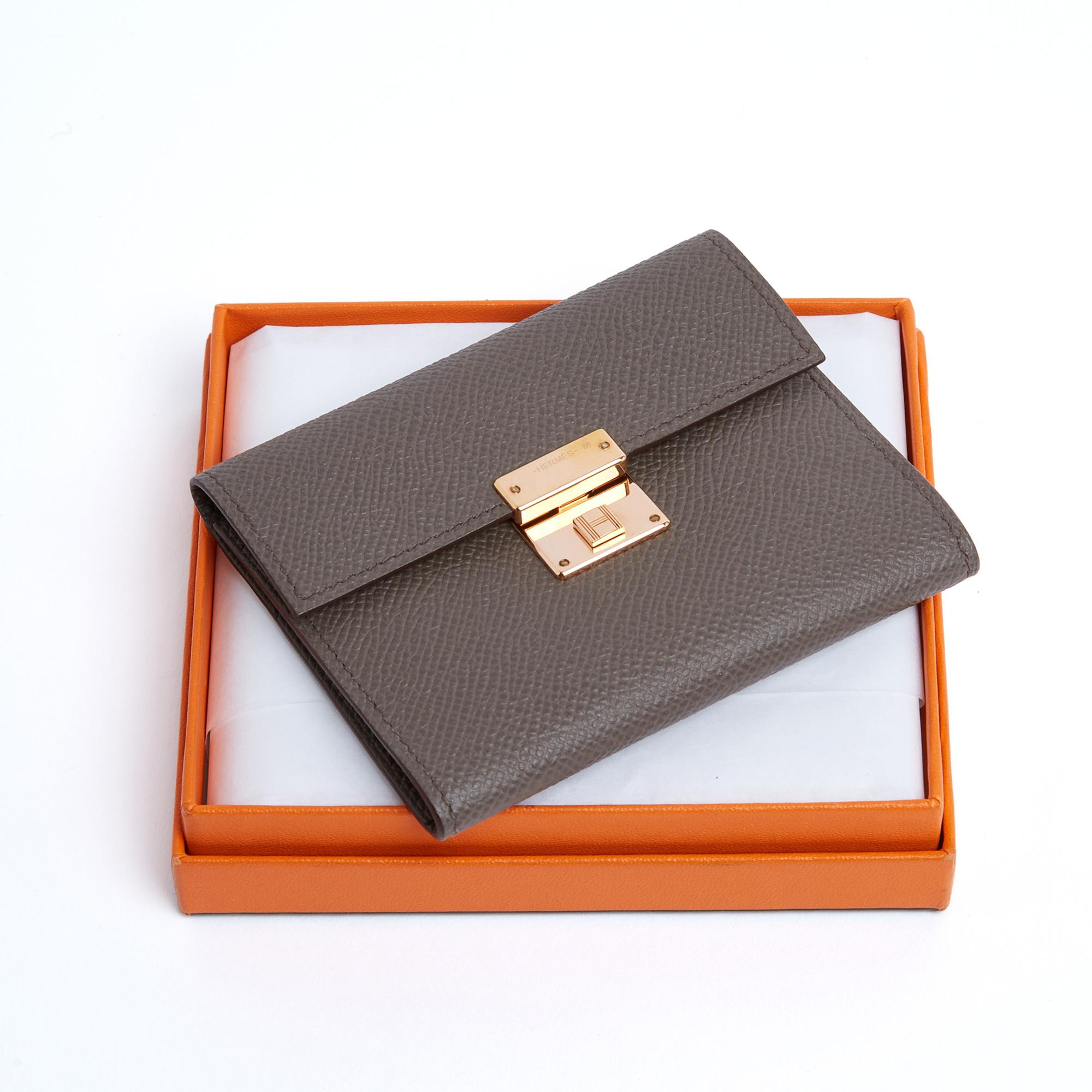 Hermès Portefeuille Cartes Clic Mini Etoupe Leather Wallet Card Holder Hermes For Sale 2