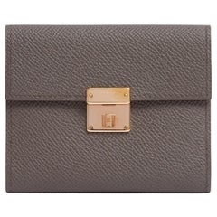 Hermès Portefeuille Cartes Clic Mini Etoupe Leather Card Holder Hermes