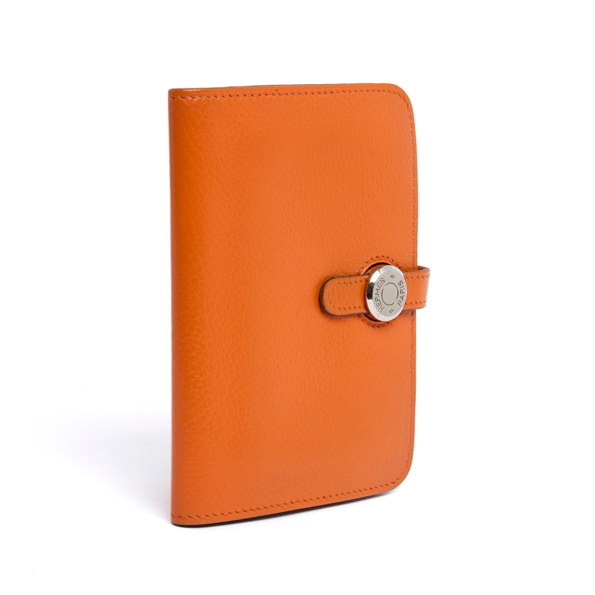 Hermès Portefeuille Dogon Kompakt Orange Leder Kompakt Brieftasche Hermes für Damen oder Herren