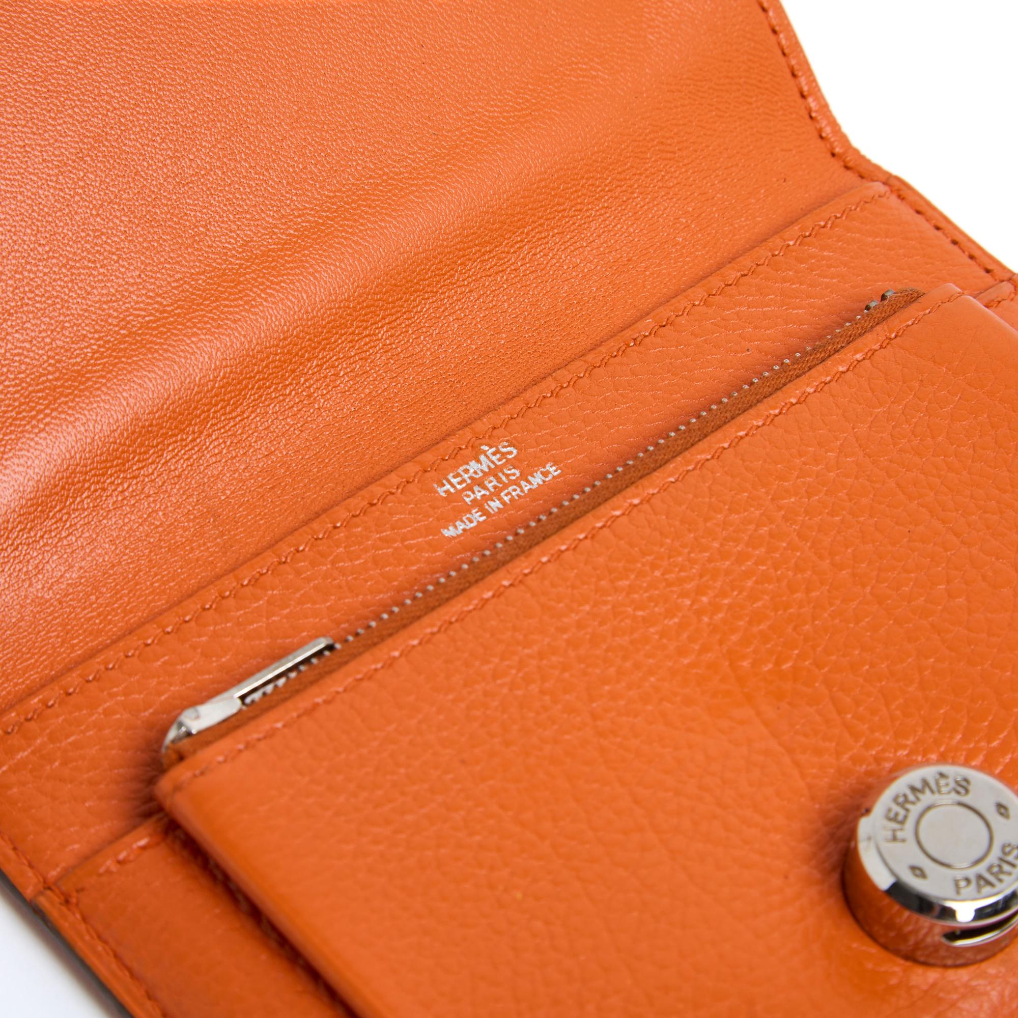 Hermès Portefeuille Dogon Kompakt Orange Leder Kompakt Brieftasche Hermes 2