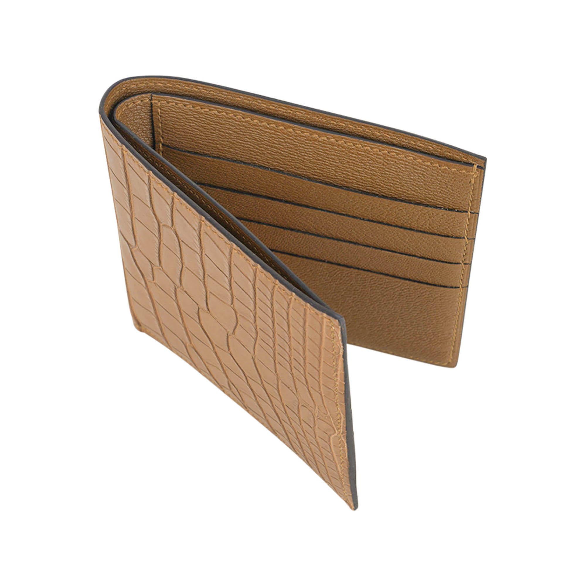 Hermes Portefeuille MC2 Copernic Matte Kraft Alligator Brieftasche Herren im Angebot