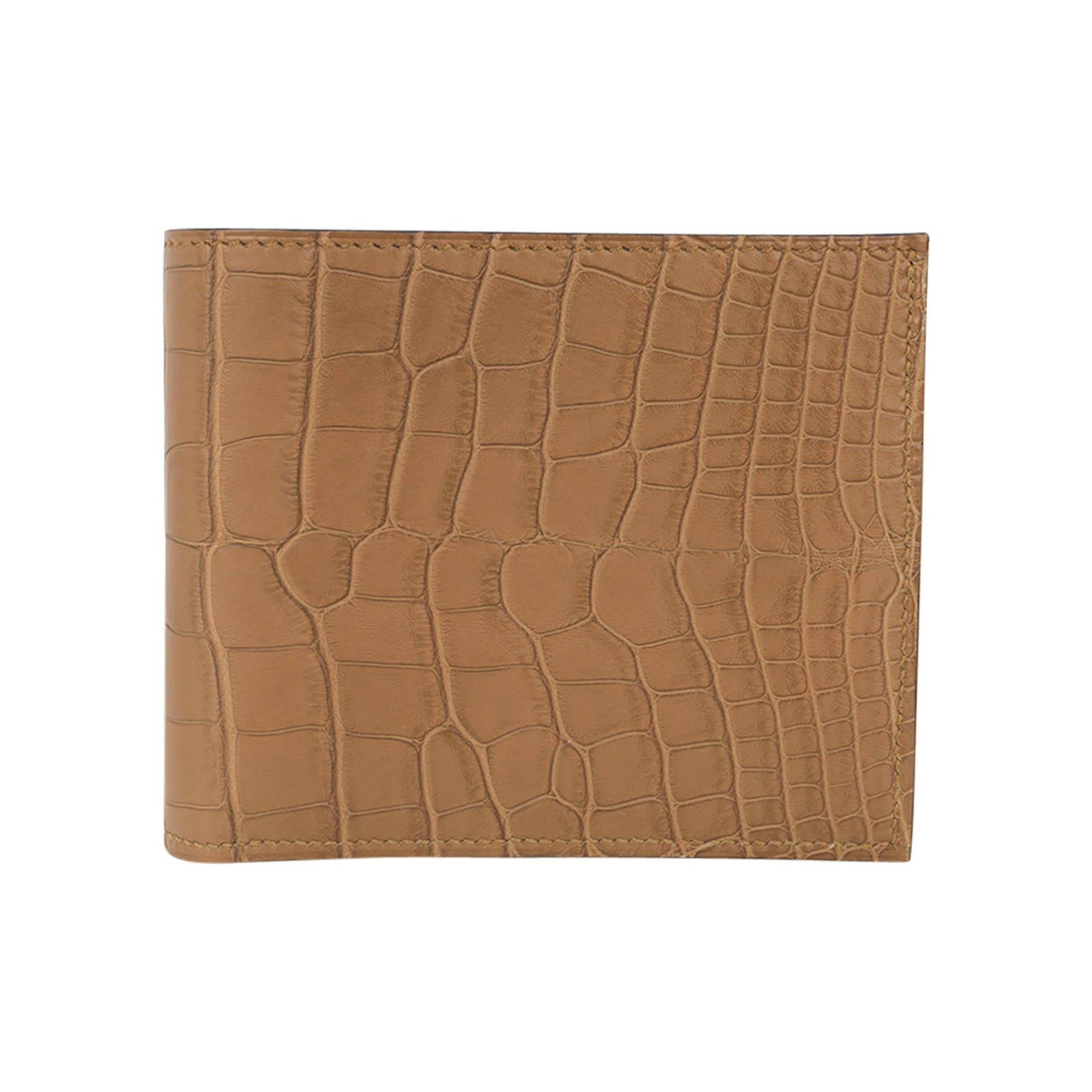 Hermes Portefeuille MC2 Copernic Matte Kraft Alligator Brieftasche im Angebot 2