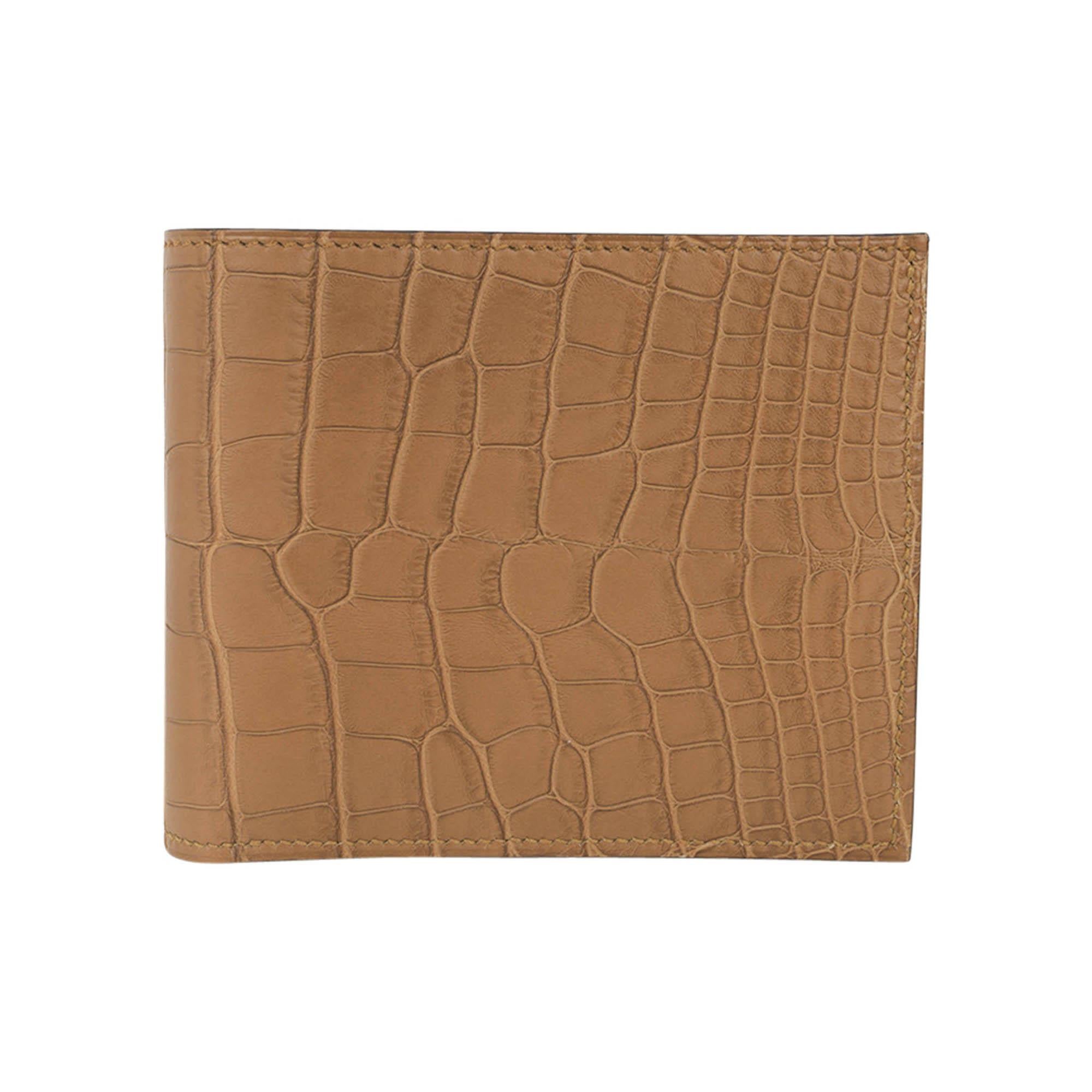 Hermes Portefeuille MC2 Copernic Matte Kraft Alligator Wallet For Sale 3