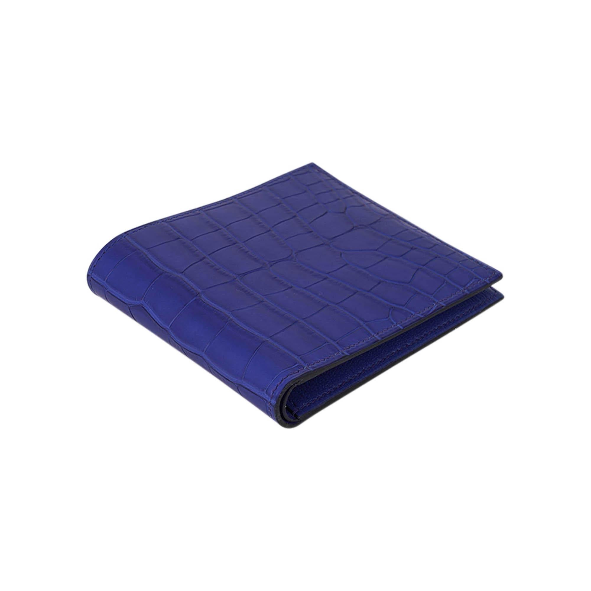 Hermes Portefeuille MC2 Copernic Wallet Blue Sapphire Matte Alligator 2