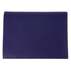 Hermes Portefeuille Mc2 Socrate Wallet Blue Sapphire Epsom Leather New w/Box