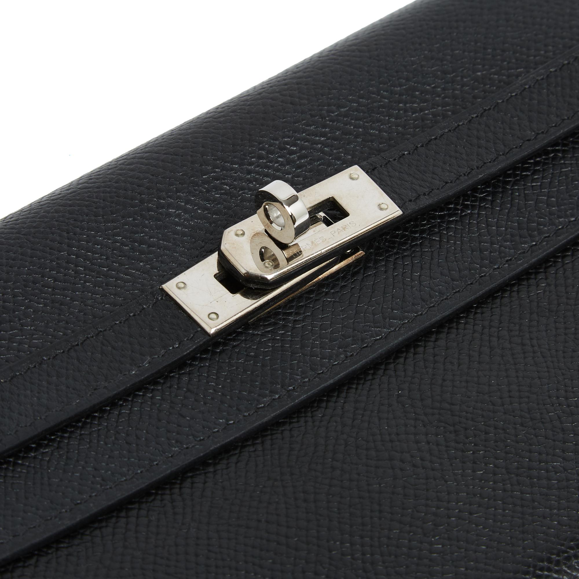 Hermès Portefeuille pochette 2010 Kelly Black Epsom Leather Wallet Clutch Hermes For Sale 1