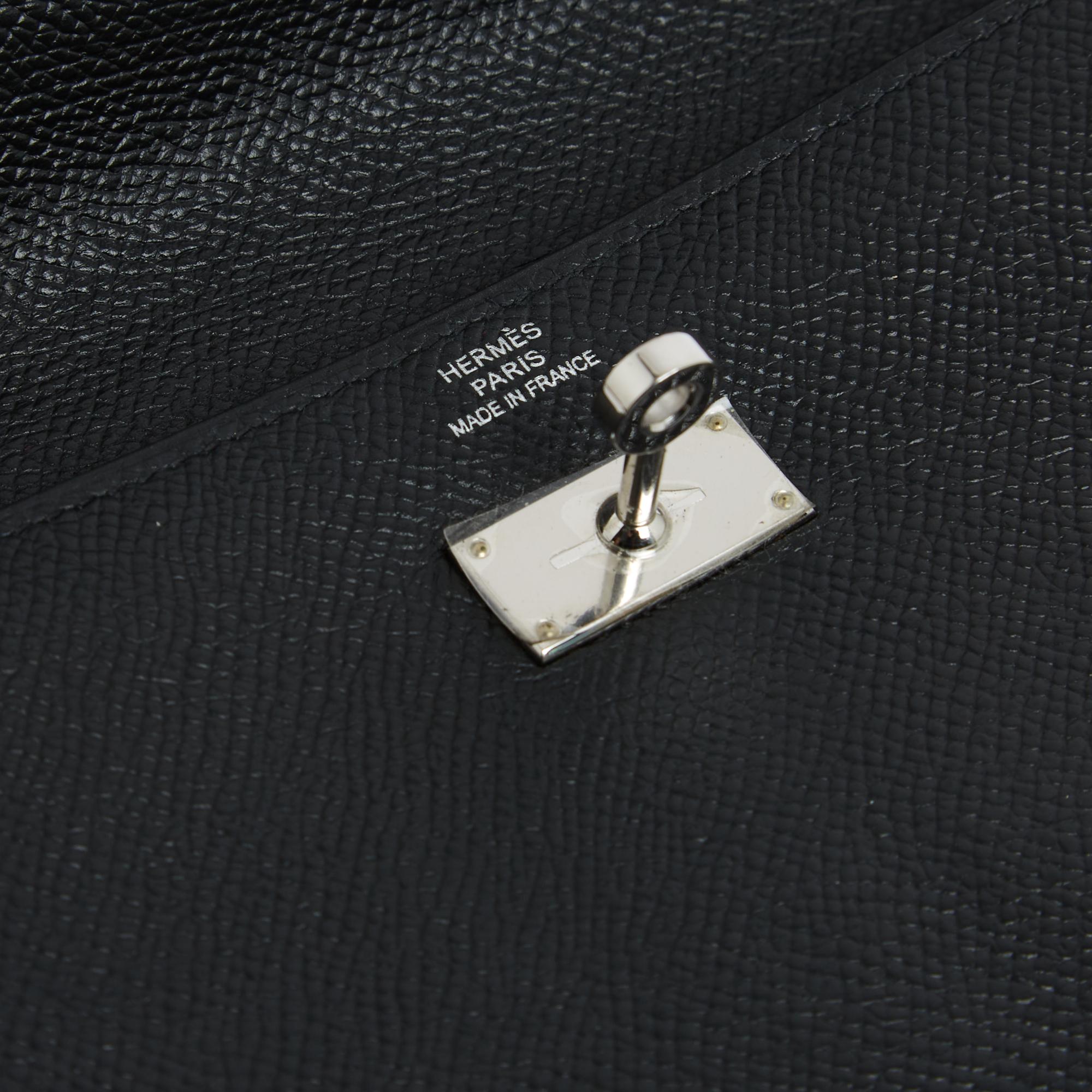 Hermès Portefeuille pochette 2010 Kelly Black Epsom Leather Wallet Clutch Hermes For Sale 2