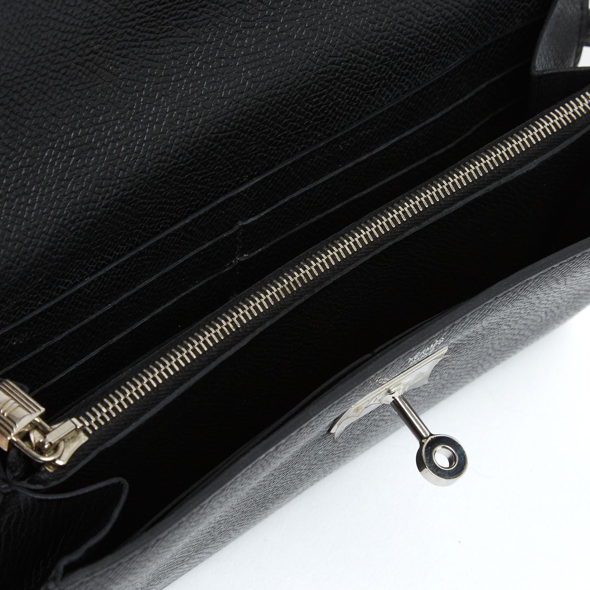 Hermès Portefeuille pochette 2010 Kelly Black Epsom Leather Wallet Clutch Hermes For Sale 3