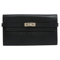 Hermès Portefeuille pochette 2010 Kelly Noir Cuir Epsom Portefeuille Pochette Hermes