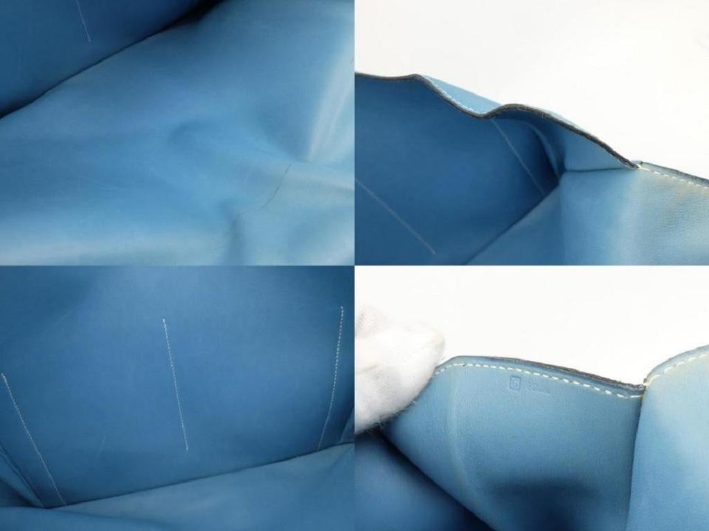 Extra große Porte- Documents von Hermès Portfolio Jean Togo Dogon 230564 aus blauem Leder im Angebot 5