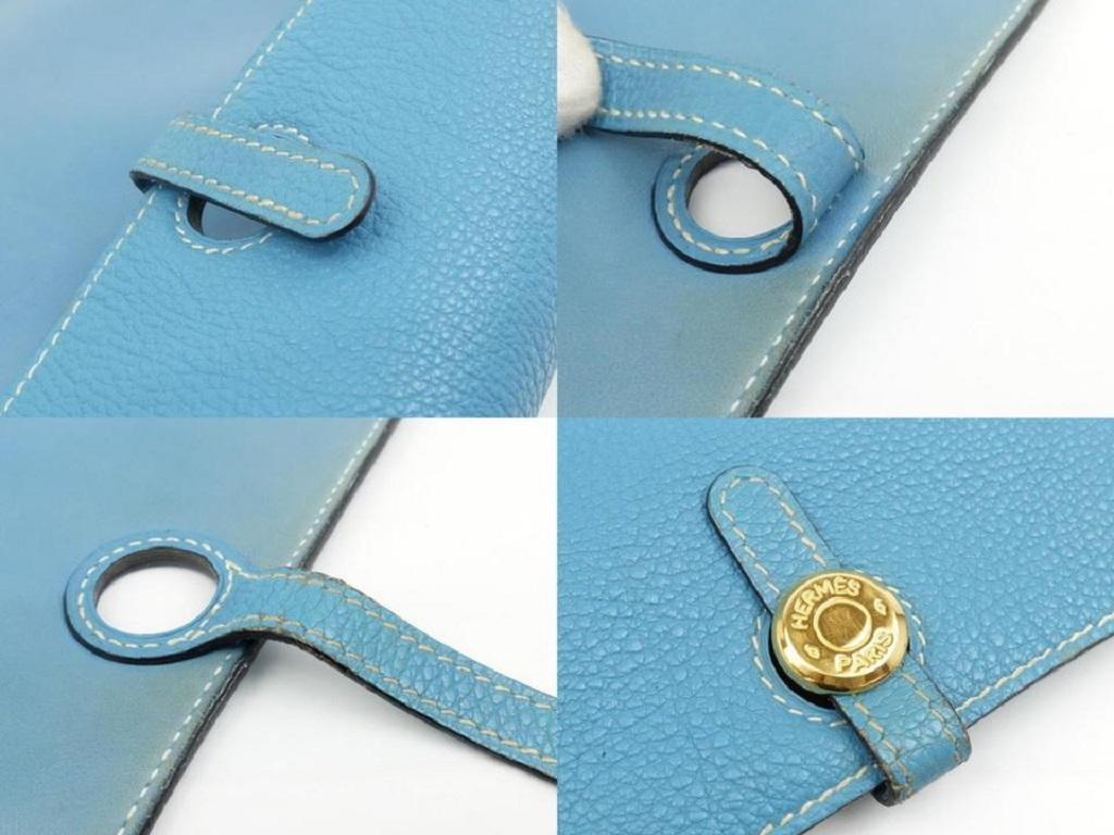 Porte-documents Hermès portfolio Jean Togo Extra Large Dogon 230564 en cuir bleu Pour femmes en vente