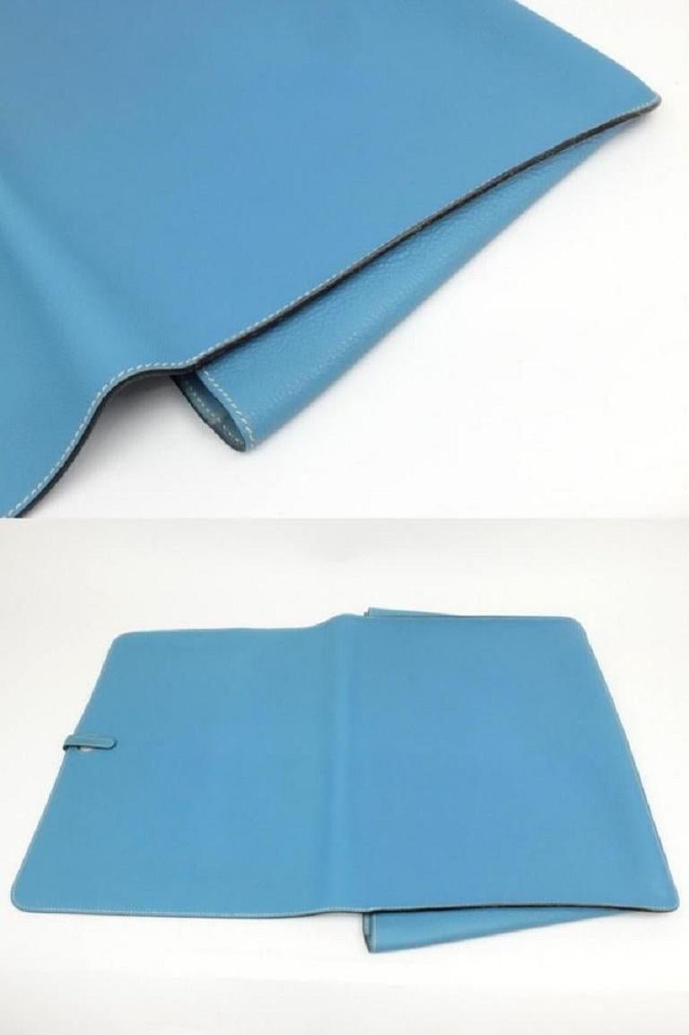 Extra große Porte- Documents von Hermès Portfolio Jean Togo Dogon 230564 aus blauem Leder im Angebot 2