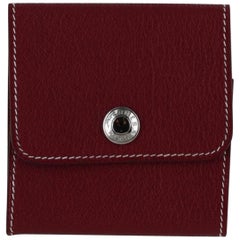 HERMES Post It Case In Red Grained Leather
