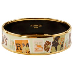 Hermès Postage Stamps Enamel Bracelet 