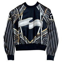 Hermes "Poste aux Lettres" Long Sleeve Twillaine Sweater In Black, Size 38, AW23