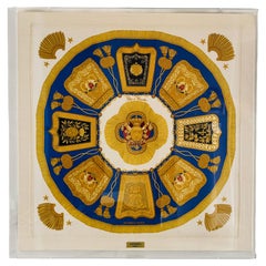 Hermès Poste et Cavalerie Silk Scarf in Museum Acrylic Box, 1986