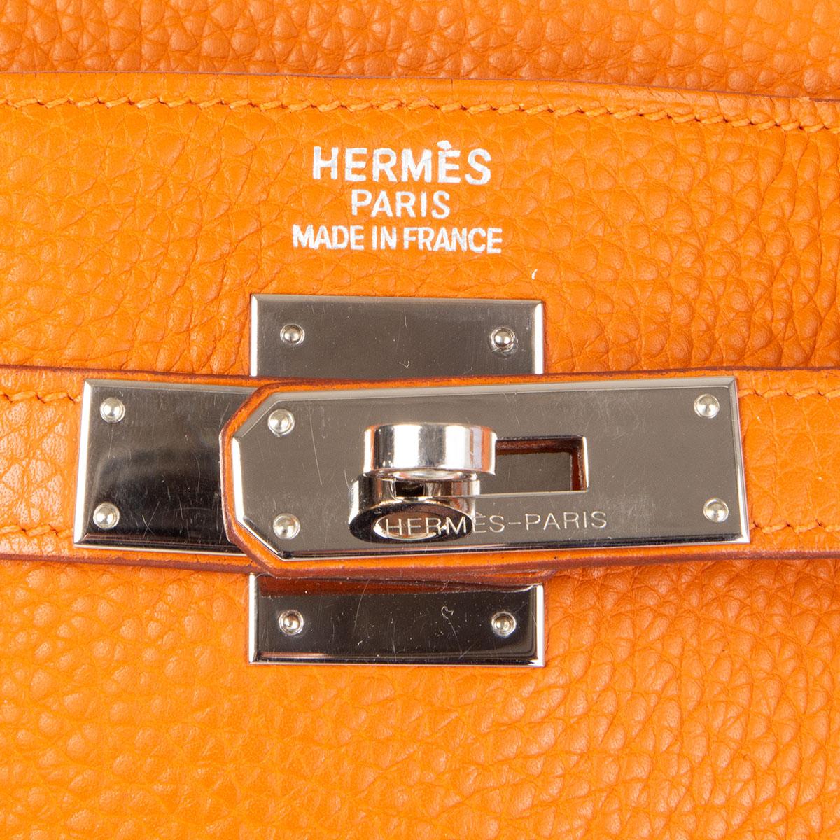 HERMES Potiron orange Clemence leather KELLY 35 RETOURNE Bag 7