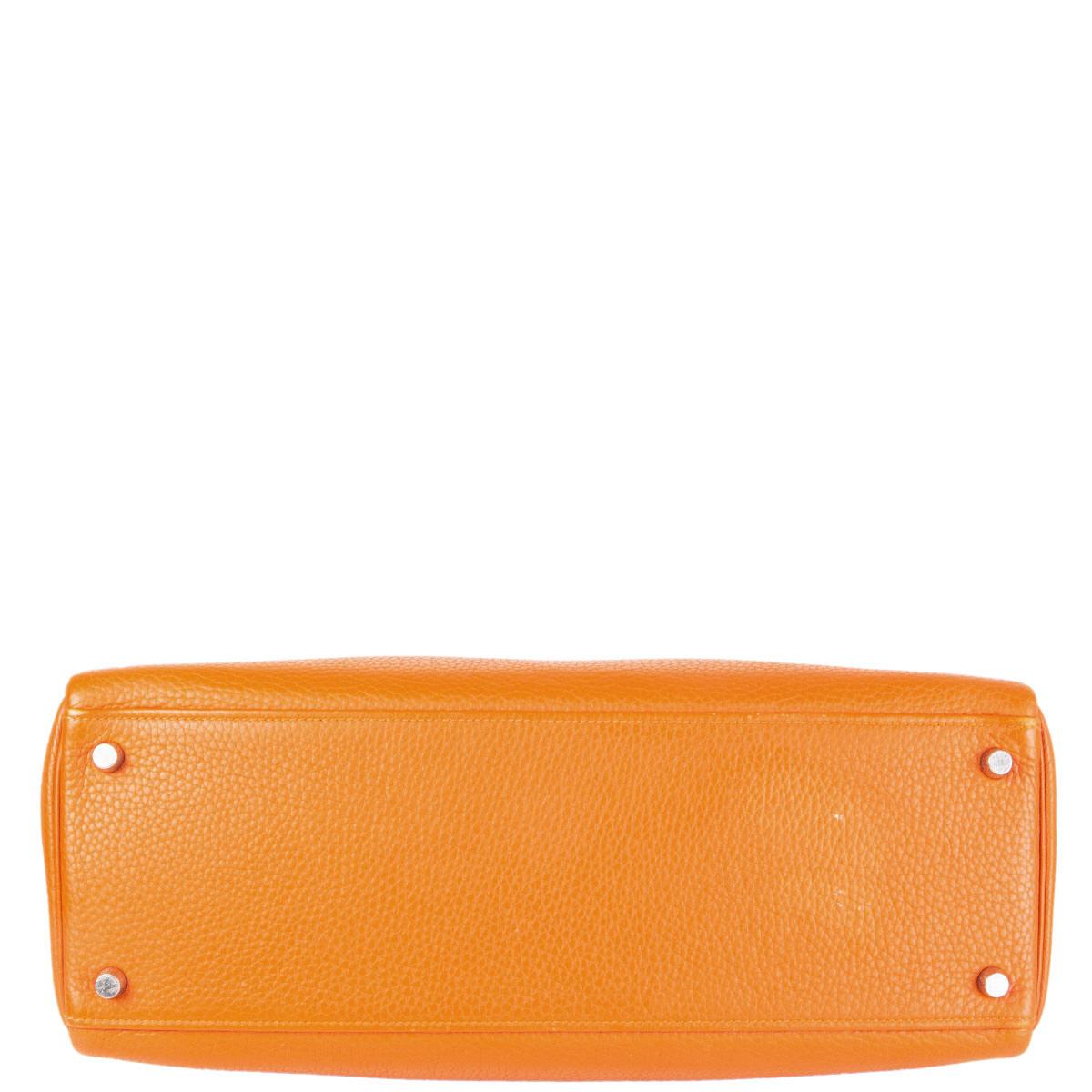 Orange HERMES Potiron orange Clemence leather KELLY 35 RETOURNE Bag