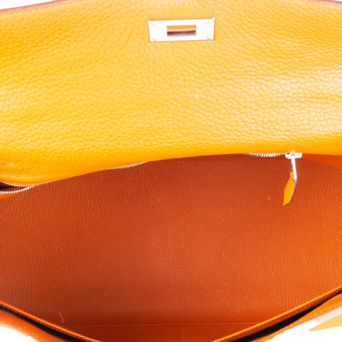 Women's HERMES Potiron orange Clemence leather KELLY 35 RETOURNE Bag