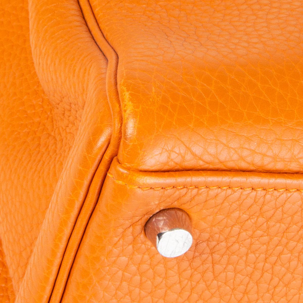 HERMES Potiron orange Clemence leather KELLY 35 RETOURNE Bag 3