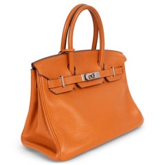 HERMES Potiron orange Togo Leder BIRKIN 30 Tote Bag w PHW