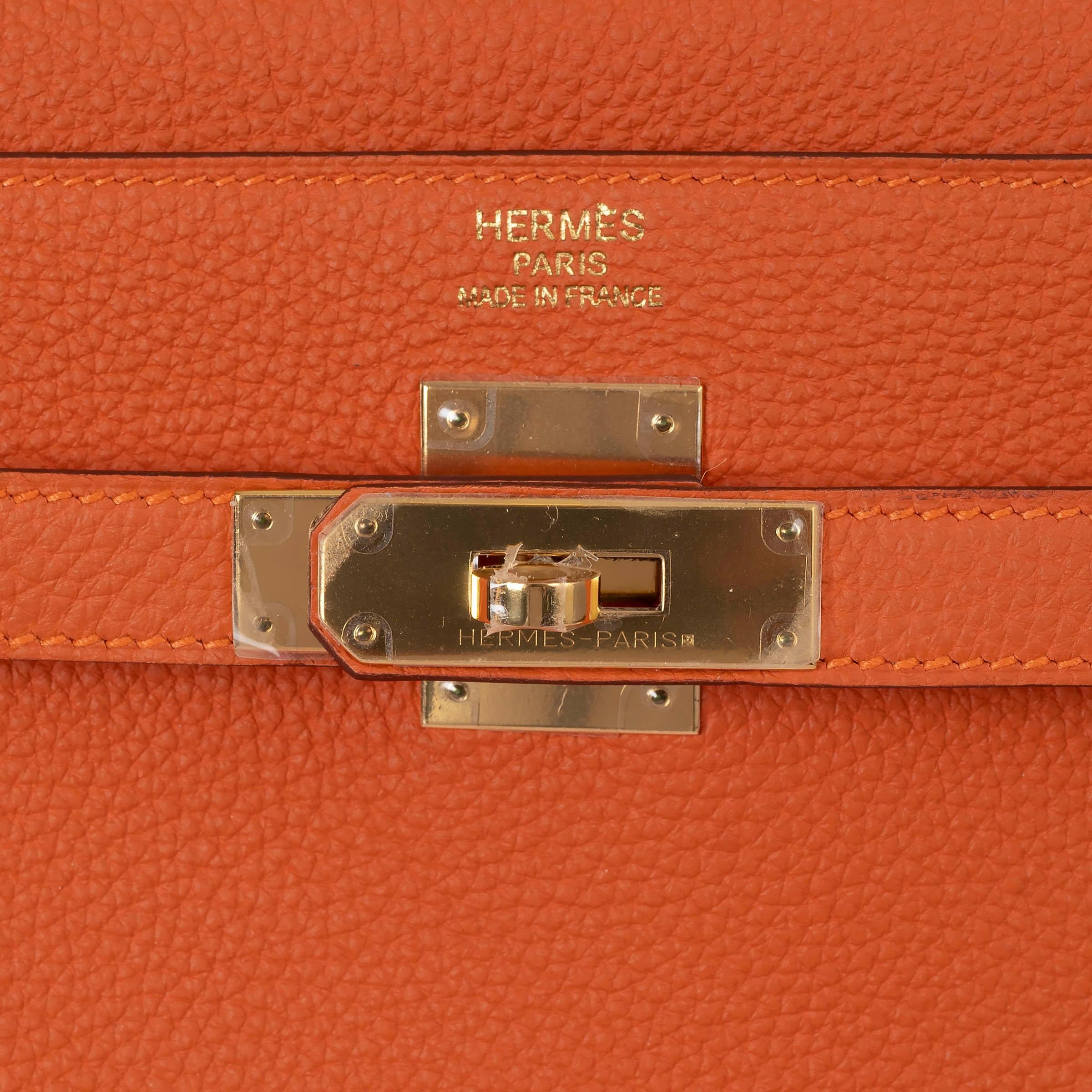 HERMES Potiron naranja Togo cuero KELLY 35 RETOURNE Bolso Ghw en venta 1