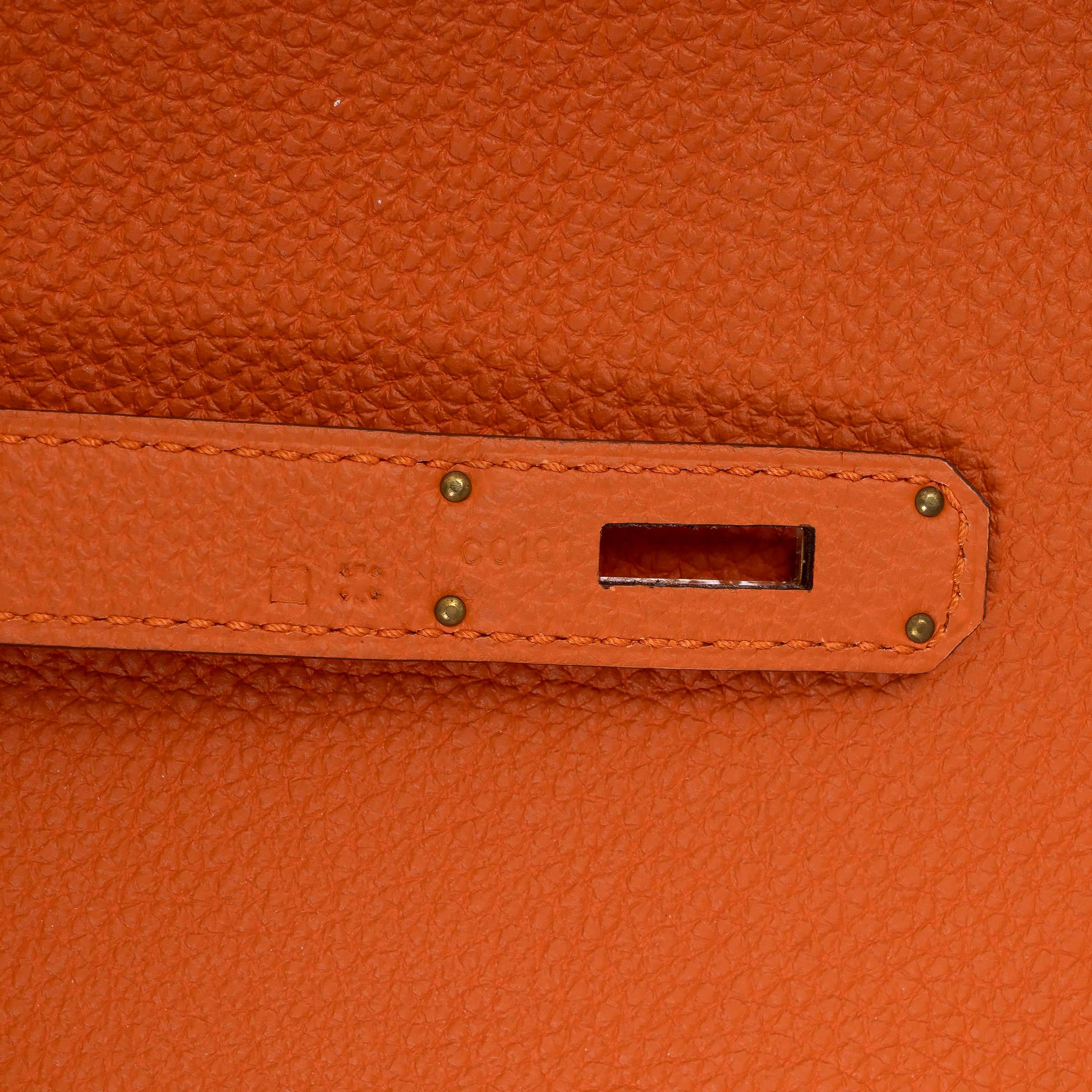 HERMES Potiron naranja Togo cuero KELLY 35 RETOURNE Bolso Ghw en venta 2