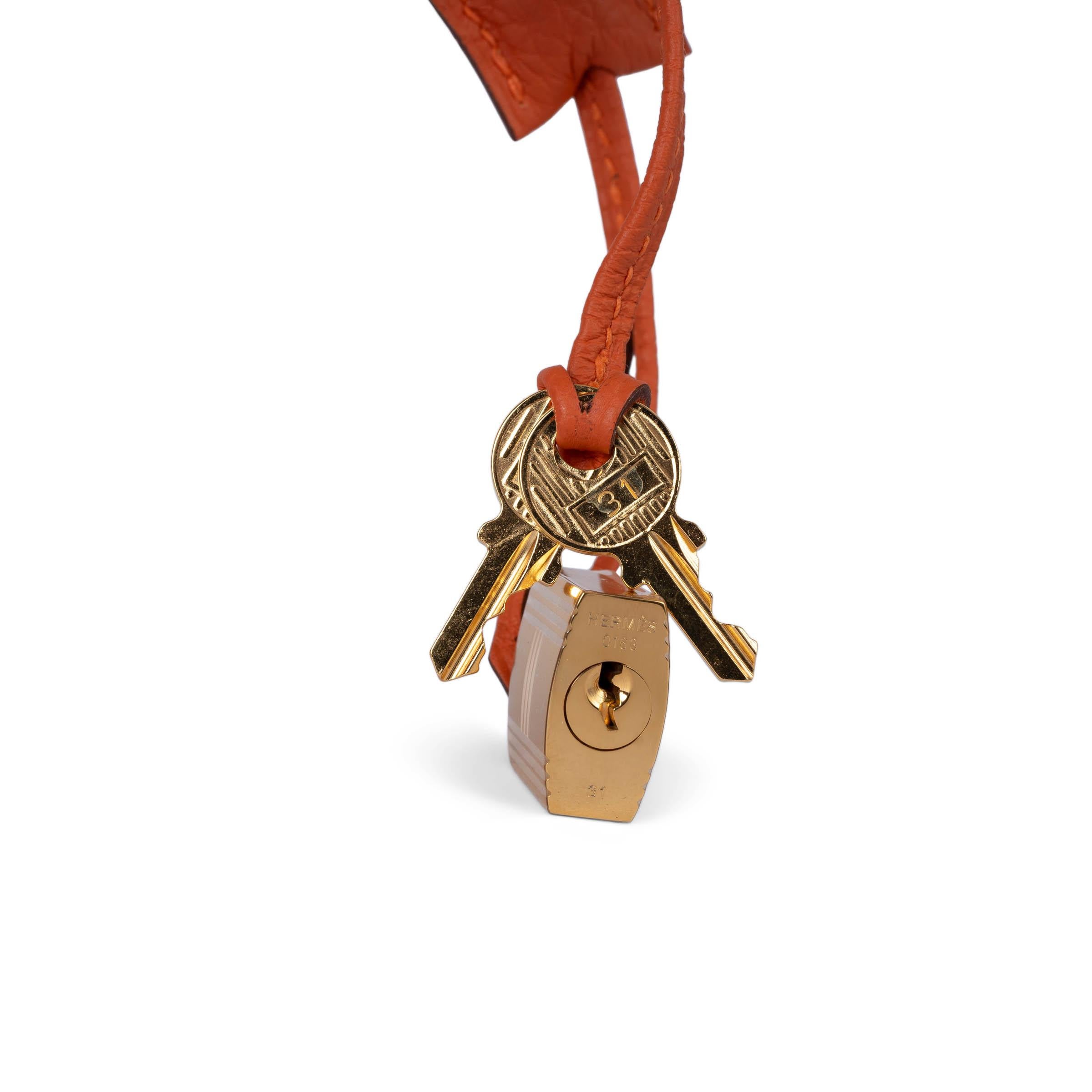 HERMES Potiron naranja Togo cuero KELLY 35 RETOURNE Bolso Ghw en venta 3