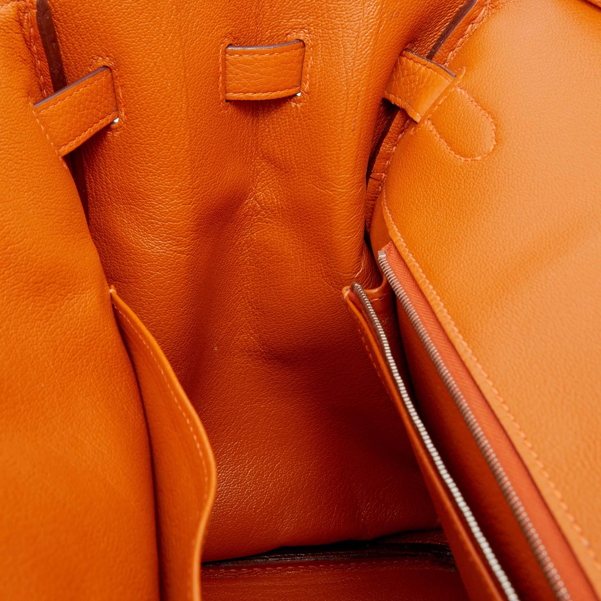 Potiron Taurillon Clemence Birkin 35 Tasche aus Leder mit Palladium-Finish 5