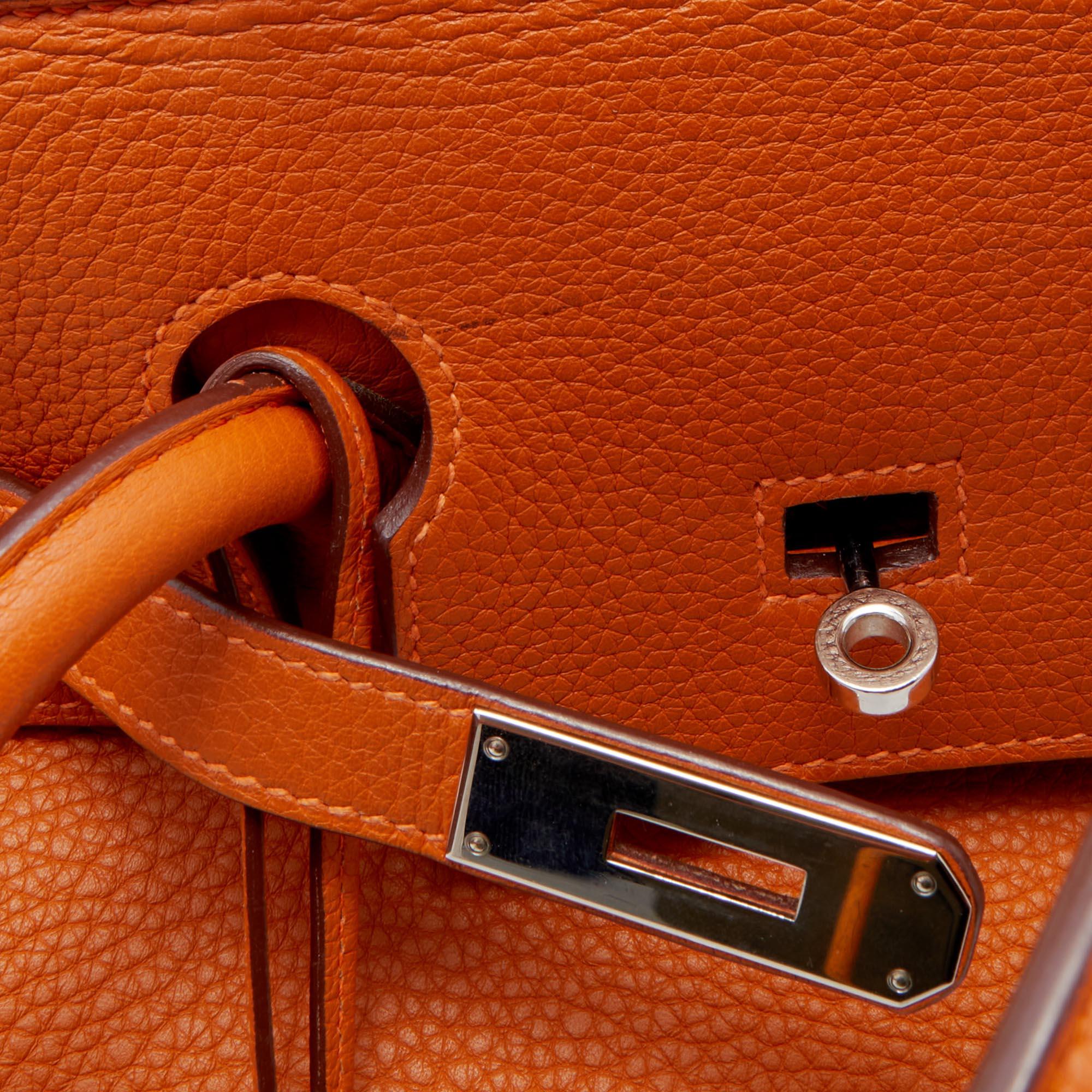 Potiron Taurillon Clemence Birkin 35 Tasche aus Leder mit Palladium-Finish 7